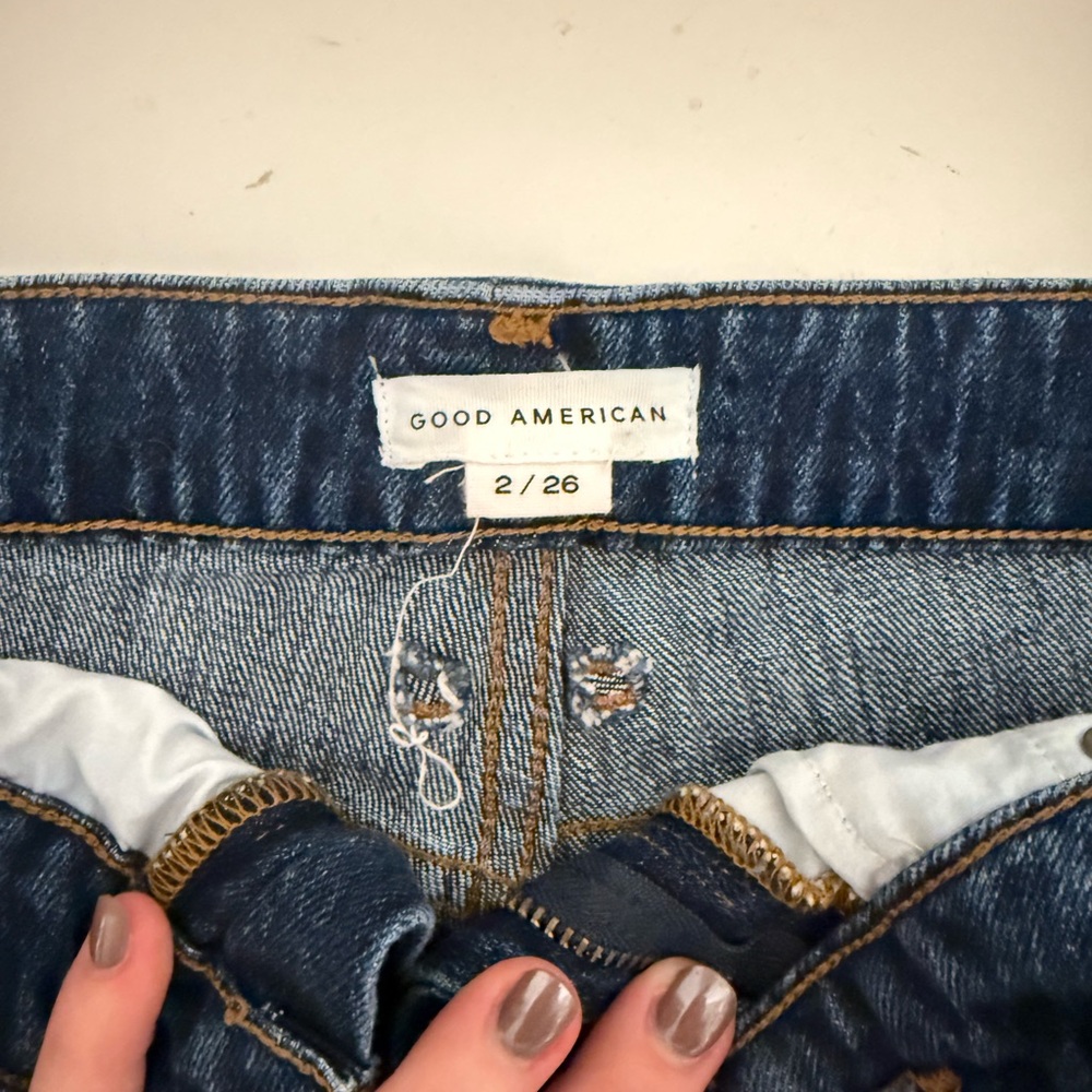 Good American Distressed Blue Jean Shorts - Picture 3 of 3